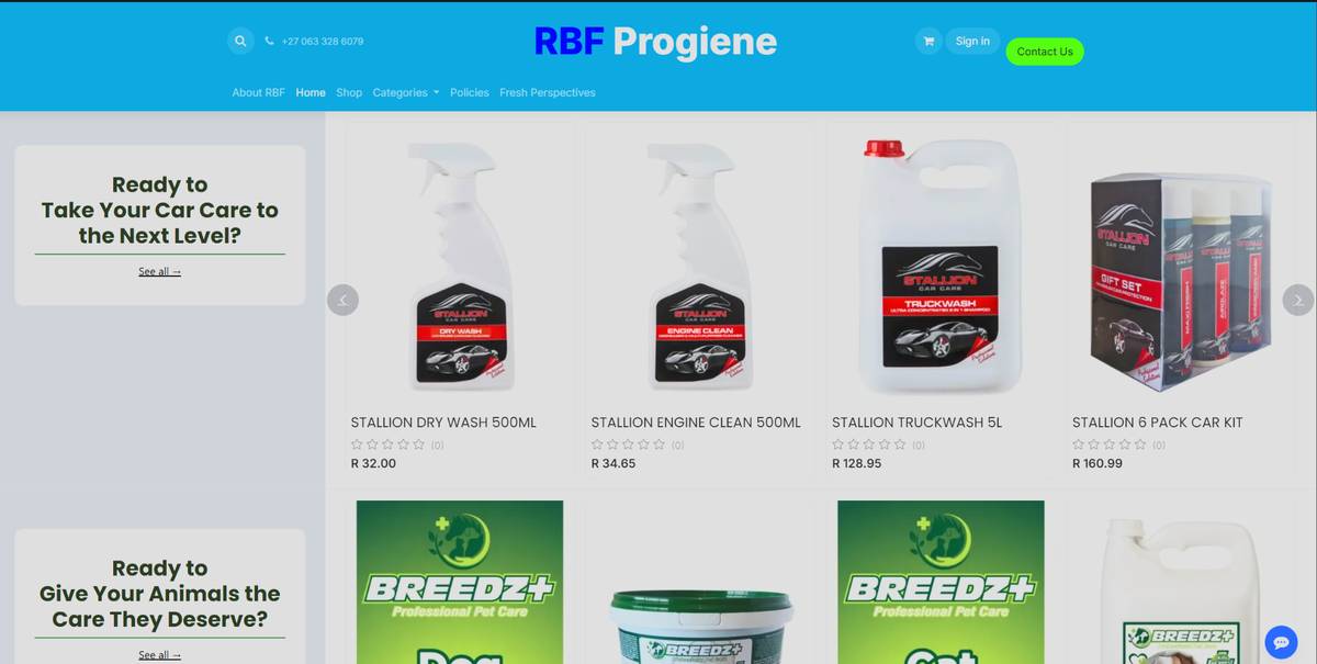 RBF Progiene product carousel