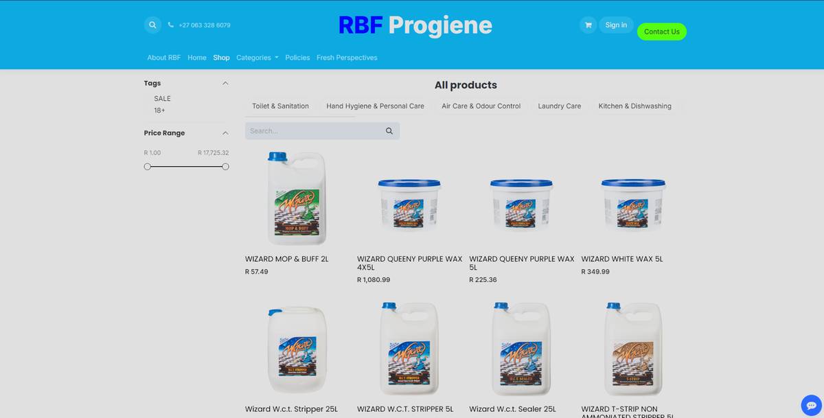 RBF Progiene shop grid